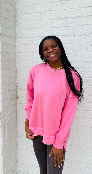 Hi-Low Pullover with Pocket- clothing,Hi,HOT PINK,hot pink top,lavendar,lavender,LAVENDER TEE,LAVENDER TOP,oversized sweatshirt,pink,pink pullover,pink sweatshirt,pullover,purple sweatshirt,sweatshirt,SWEATSHIRTS,teal,TEAL SHIRT,TEAL TOP,Tops,Xlothi-Ace of Grace Women's Boutique