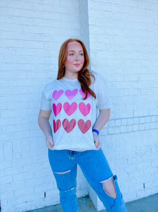 Glitter Heart Valentine Tee- clothing, Curvy, Graphic Tees, Sale, Seasonal, Tops, VALENTINE, Valentine Collection, VALENTINES, VALENTINES TOP, VALENTINES TSHIRT-Ace of Grace Women's Boutique