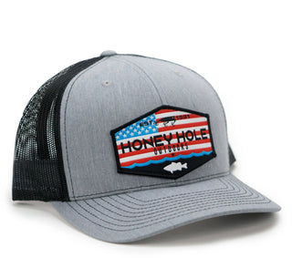 Snapback - USA Hex - Heather Grey Black- AMERICAN FLAG, BURLEBO HAT, camo hat, Camouflage, cap, Flag, HAT, hats, Honey, Honey hole, men, MEN GIFTS, men hat, MEN'S GIFTS, men's hat, MEN'S SHIRT, mens, Mens Corner, patriotic, speckle bellies hat, trucker hat-Ace of Grace Women's Boutique