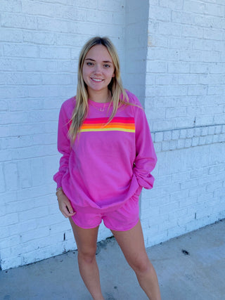 Striped Lounge Set- 2 piece set, active set, Athleisure, Aviator, Blue set, COZY SET, LOUNGE SET, MATCHING SET, Nation, pink set, pink striped, PREORDER, SET, Sets, STRIPED, TWO PIECE SET-Ace of Grace Women's Boutique