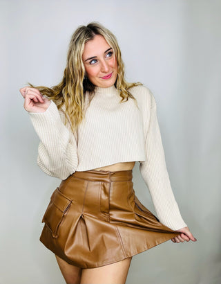 Faux Leather Mini Skirt - 2 COLORS- Bottoms, clothing, FALL, fall clothes, fall skirt, fall transition, leather skirt, Sale, skirt-Ace of Grace Women's Boutique
