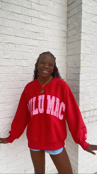 Lulu Mac Sweatshirt - Red Gingham- Curvy,Lulu,Lulu mac,Seasonal,Tops,VALENTINE,XOXO-Ace of Grace Women's Boutique