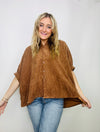 Brownie Corduroy Button Down Top- BROWN, FALL, fall clothes, fall transition, ribbed, RIBBED TOP, work, WORK SHIRT, WORK TOP-Ace of Grace Women's Boutique