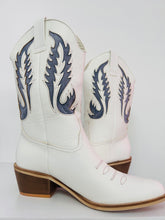 Blue & White Detailed Cowgirl Boots