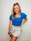 Blue Cropped Square Neck Sweater Top- blue, blue top, CROPPED, cropped sweater, game, game day, Game day shirt, game days, gameday-Ace of Grace Women's Boutique
