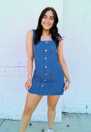 Button Down Mini Dress- blue dress,clothing,colorful dress,DENIM DRESS,dress,dresses & rompers,Dressy,game,game day,game day dress,GRADUATION DRESS,mini dress,Party dress,PLAID DRESS,recruitment,RUSH,summer dress-Ace of Grace Women's Boutique