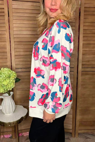 Long Sleeve Colorful Top- animal,ANIMAL PRINT,clothing,curv,Curvy,high tops,LEOPARD,PLUS,Tops-Ace of Grace Women's Boutique