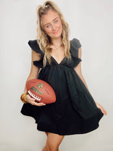 Black Ruffled Tie Back Dress