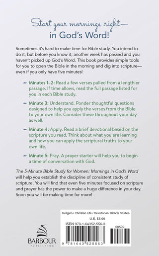 The 5-Minute Bible Study for Women: Mornings in God's Word- book,Books,Devotion,devotional,gifts-Ace of Grace Women's Boutique