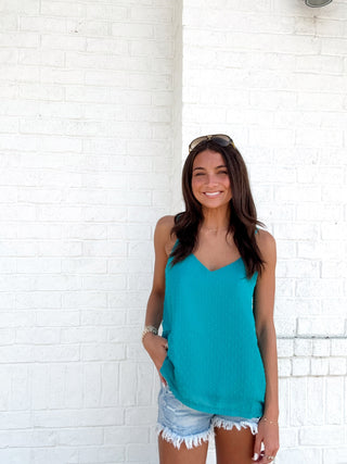 Swiss Dot Summer Tank- adjustable straps,blue tank,RIBBED TANK,summer tank,Swiss,tank,tank top,Tops-Ace of Grace Women's Boutique