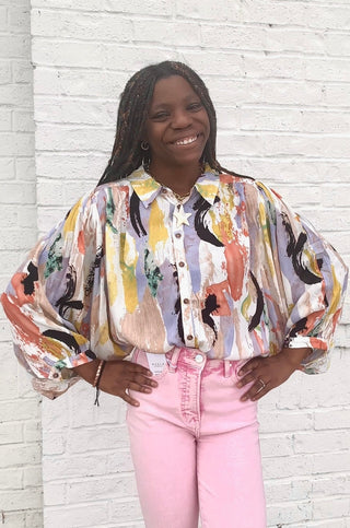 Watercolor Print Top- Curvy,PLUS,plus size,PLUS SIZE TOP,Tops-Ace of Grace Women's Boutique