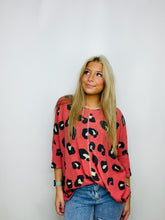 Red Oversized Cheetah Top