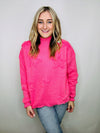 Pink High Neck Star Sweater- fuzzy sweater, HOT PINK, knit sweater, pink, pink sweater, pink top, SWEATER.-Ace of Grace Women's Boutique