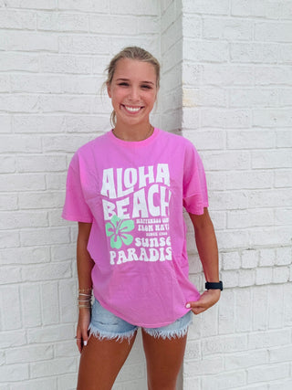 Aloha Beach Oversized Graphic Tee- beach,clothing,COMFY,Curvy,graphic,oversized,PLUS,Tops-Ace of Grace Women's Boutique