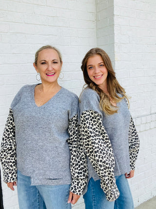 Animal Print Distressed Sweater- clothing,Curvy,plus,Tops-Ace of Grace Women's Boutique