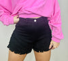 Black Tiered Raw Edge Denim Shorts- black denim, Black Denim short, denim shorts-Ace of Grace Women's Boutique