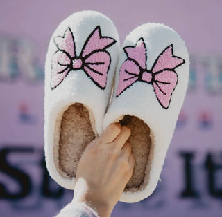 Comfy Slippers | 4 patterns- Accessories, accessory, gifts, house slippers, slippers-Bows-S/M-Ace of Grace Women's Boutique