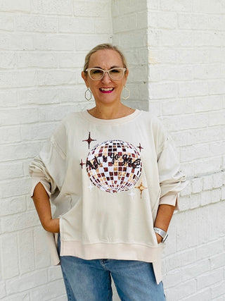 Let’s Go Girls Oversized Pullover- clothing,DISCO,Lets go girls,oversized,oversized sweatshirt,OVERSIZED TEE,OVERSIZED TOP,Tops-Ace of Grace Women's Boutique