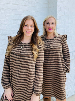 LONG SLEEVE STRIPED DRESS- Curvy,Dresses & Rompers,Dressy,plus,plus dress,plus size,plus size dress,plus sizes-Ace of Grace Women's Boutique