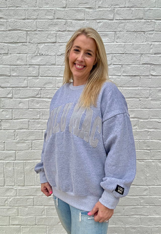 Lulu Mac Sweatshirt - Mono Gray-Sweater- Curvy,Daily,Lulu,Mac,oversized,oversized sweatshirt,OVERSIZED TEE,OVERSIZED TOP,plus,plus size,plus size sweatshirt,Tops-Ace of Grace Women's Boutique