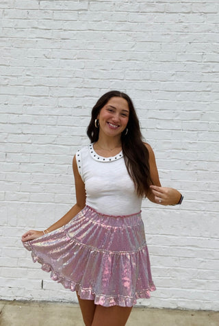 Sequin Ruffle Skirt | 2 Colors- Bottoms, clothing, fall clothes, fall skirt, ruffled skirt, SEQUIN, sequin skirt, sequin skort-Ace of Grace Women's Boutique