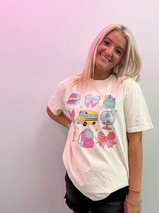 MADELYNN GRACE | School Coquette Bow Tee- Curvy,graphic,graphic T-shirt,GRAPHIC TEE,Graphic Tees,graphic tshirt,MadelynnGrace,Sale,school,Seasonal,Student,teacher,Tops-Ace of Grace Women's Boutique