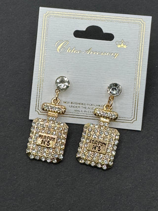 Parfum No.5 earrings- LIVESALE-Gold-Ace of Grace Women's Boutique