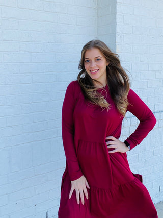 LONG SLEEVE TIERED DRESS- Curvy,Dresses & Rompers,plus,plus dress,plus jeans,plus size-Ace of Grace Women's Boutique