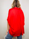 Red Oversized Satin Button Down Top- game, game day, Game day shirt, game days, gameday, mama top, MOM, WORK TOP-Ace of Grace Women's Boutique