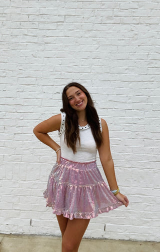 Sequin Ruffle Skirt | 2 Colors- Bottoms, clothing, fall clothes, fall skirt, ruffled skirt, SEQUIN, sequin skirt, sequin skort-Ace of Grace Women's Boutique