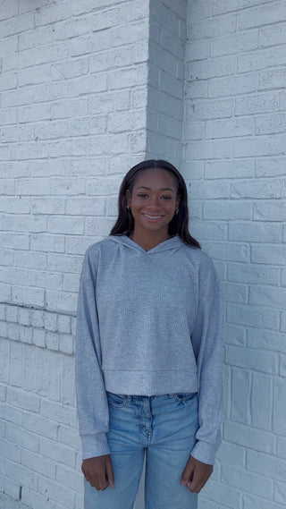 Ribbed Cropped Hoodie- clothing,crop sweater,crop top,CROPPED,cropped hoodie,hoodie,RIBBED CROP TOP,Tops-Ace of Grace Women's Boutique