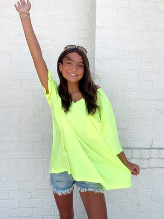 Oversized Boyfriend Tee- Curvy,Neon,oversized,OVERSIZED TEE,OVERSIZED TOP,PLUS,plus size,Slouchy,Tops-Ace of Grace Women's Boutique