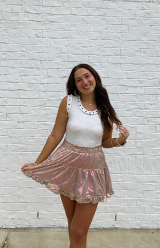 Sequin Ruffle Skirt | 2 Colors- Bottoms, clothing, fall clothes, fall skirt, ruffled skirt, SEQUIN, sequin skirt, sequin skort-Ace of Grace Women's Boutique