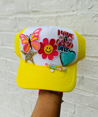 Floral Butterfly Trucker Hat- Accessories, accessory, cap, hair accessory, HAT, hats, MadelynnGrace, trucker hat, trucker hats-Ace of Grace Women's Boutique