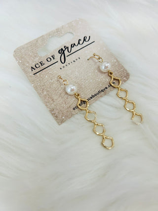 The Gold Pearl Classy Earrings- Accessories, EARRINGS, gold earrings, Jewelry, PEARL EARRINGS-Ace of Grace Women's Boutique