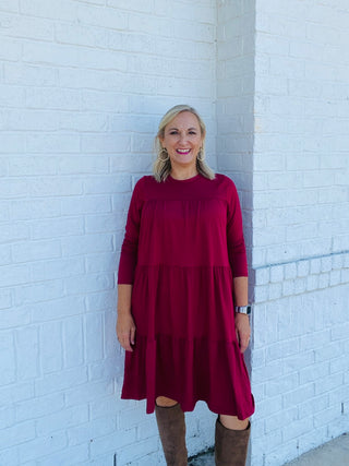 LONG SLEEVE TIERED DRESS- Curvy,Dresses & Rompers,plus,plus dress,plus jeans,plus size-Ace of Grace Women's Boutique