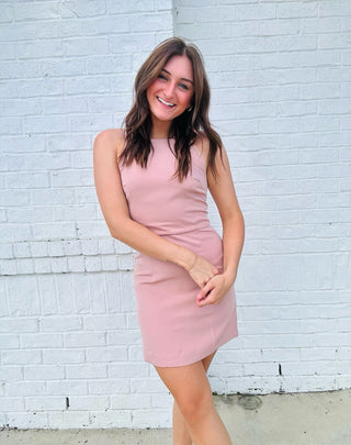 Taupe Zippered Mini Dress- Ball games, church dress, clothing, dresses & rompers, fall clothes, game, game day, game day dress, game days, gameday, mini dress, TAUPE-Ace of Grace Women's Boutique