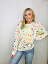 Multi Colored Smiley Face Pullover- pink pullover, pullover, smile, smiles, smiley, smiley face-Ace of Grace Women's Boutique