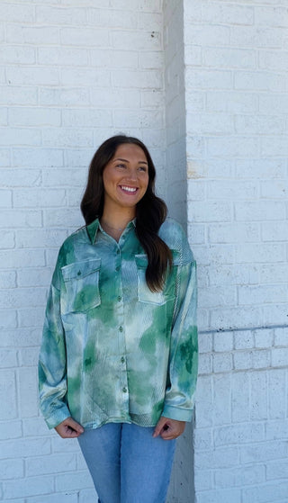 Shades of Green Satin Top- Christmas tshirt,clothing,Curvy,fall clothes,Green shirt,mama shirt,oversized sweatshirt,plus size sweatshirt,pocket shirt,Seasonal,SHIRT,st. paddy's,ST. PATRICK'S DAY,Tops-Ace of Grace Women's Boutique