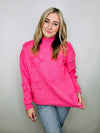 Pink High Neck Star Sweater- fuzzy sweater, HOT PINK, knit sweater, pink, pink sweater, pink top, SWEATER.-Ace of Grace Women's Boutique