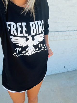 Free Bird Graphic Tee- clothing, Curvy, eagle graphic, graphic, graphic T-shirt, GRAPHIC TEE, Graphic Tees, graphic tshirt, oversized, OVERSIZED TEE, OVERSIZED TOP, plus size graphic tee, Tops-Ace of Grace Women's Boutique