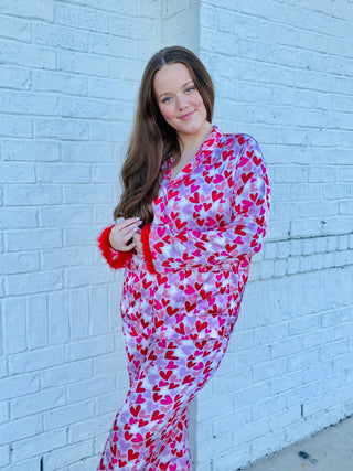 Valentine Heart Pajama Set- Curvy,lounge,LOUNGE SET,Loungewear,pajama pants,pajama set,pajama top,pajamas,PLUS,plus size,plus size valentine,Sale,Seasonal,Sets,VALENTINE,Valentine Collection,valentine pjs,valentine plus size,VALENTINES,VALENTINES GIFT,VALENTINES TOP,VALENTINES TSHIRT-Ace of Grace Women's Boutique