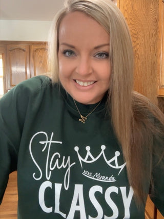 Stay Classy Sweatshirt • Miranda- black sweatshirt, Classy, comfy sweatshirt, Corn dip, Curvy, graphic, graphic T-shirt, GRAPHIC TEE, Graphic Tees, graphic tshirt, green sweatshirt, grey sweatshirt, Merch, Miranda, oversized sweatshirt, pink sweatshirt, plus size sweatshirt, plus sweatshirt, Stay classy, sweatshirt, SWEATSHIRTS, Tops-Green-S-Ace of Grace Women's Boutique