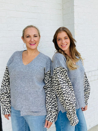 Animal Print Distressed Sweater- clothing,Curvy,plus,Tops-Ace of Grace Women's Boutique
