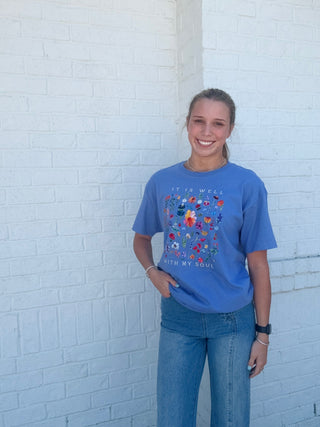 It Is Well With My Soul Tee- Curvy,graphic,graphic T-shirt,GRAPHIC TEE,Graphic Tees,graphic tshirt,PLUS,T-shirt,Tops-Ace of Grace Women's Boutique