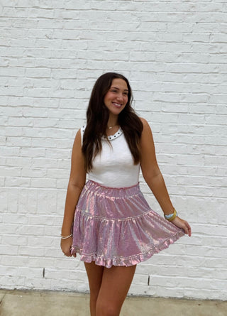 Sequin Ruffle Skirt | 2 Colors- Bottoms, clothing, fall clothes, fall skirt, ruffled skirt, SEQUIN, sequin skirt, sequin skort-Ace of Grace Women's Boutique