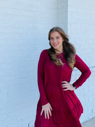 LONG SLEEVE TIERED DRESS- Curvy,Dresses & Rompers,plus,plus dress,plus jeans,plus size-Ace of Grace Women's Boutique