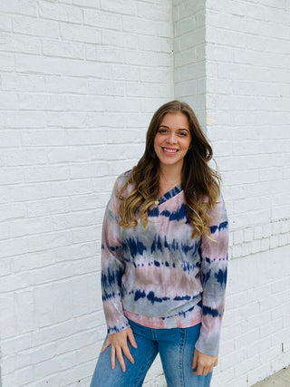 Brushed Tie Dye V-Neck Top- curv,Curvy,PLUS,plus size,PLUS SIZE TOP,plus sizes,Tops-Ace of Grace Women's Boutique