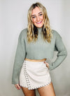 Cream Faux Leather Stud Skort- CREAM, cream skort, cream studded skort, FALL, fall skirt, fall transition, game day skort, LEATHER SKORT, skort, studded, STUDS, wrap skort-Ace of Grace Women's Boutique