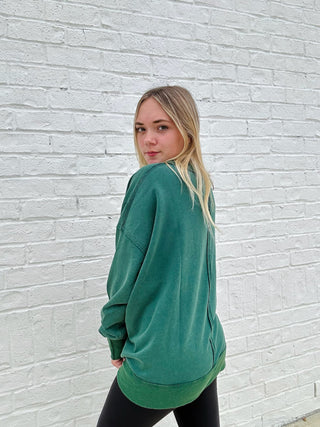 Lucky Oversized Sweatshirt- GREEN, green top, oversized, Seasonal, Tops-Ace of Grace Women's Boutique